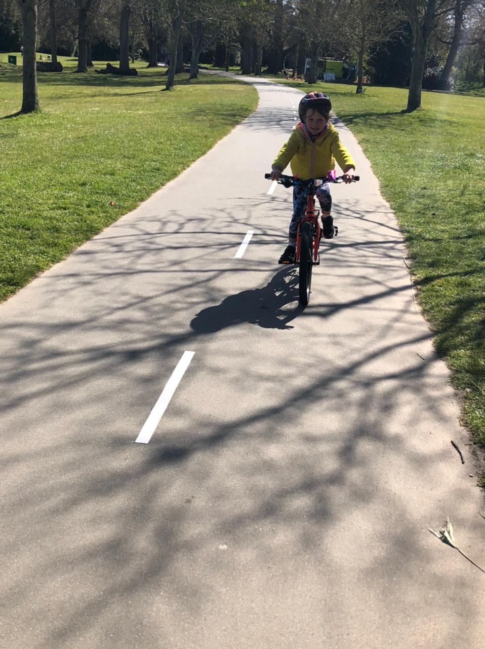 Bike park at Saumarez Park - young girl riding her bike