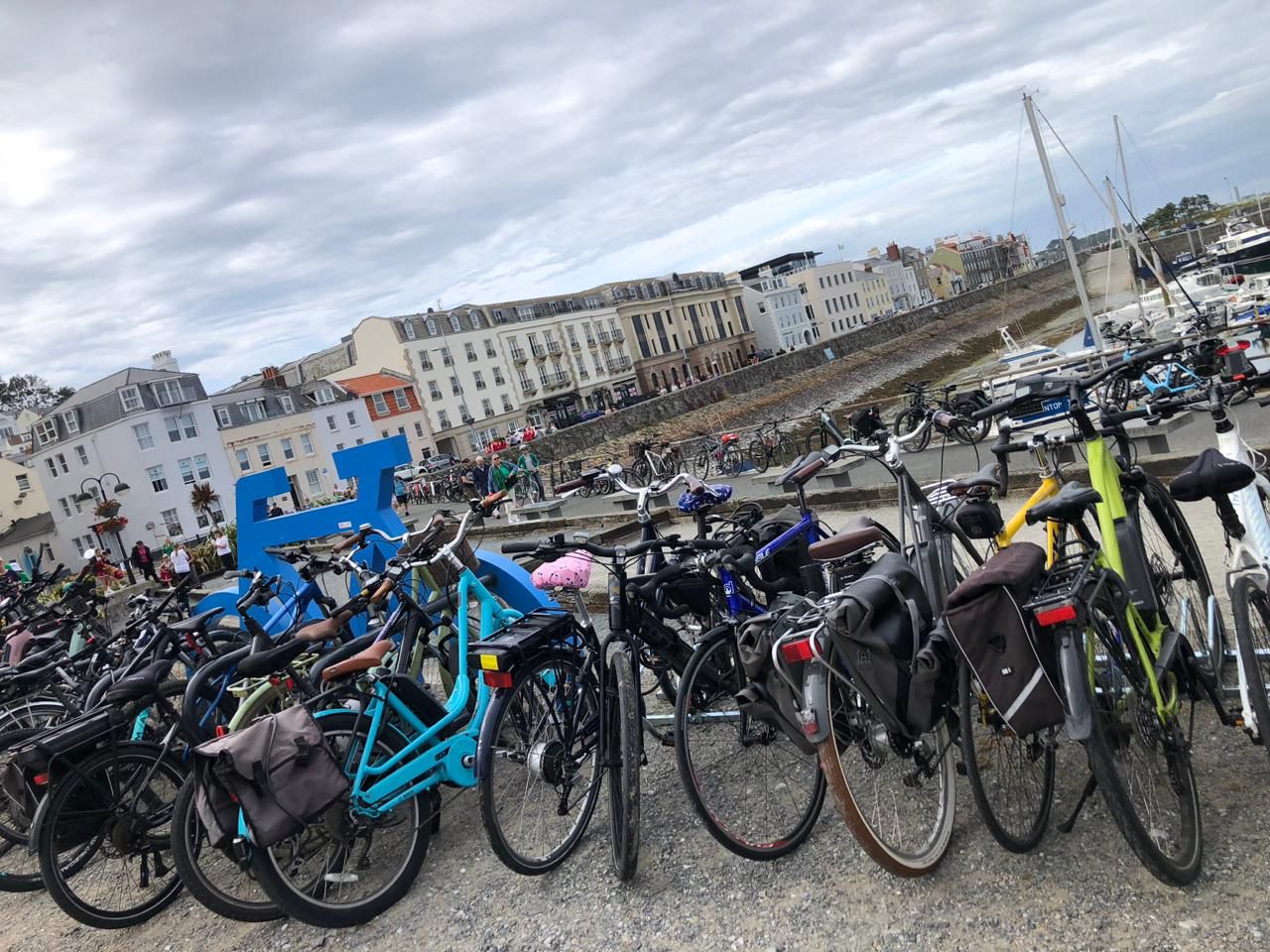 Our blue bike park in town was full